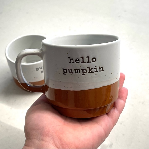 Hello Pumpkin Spice Fall Coffee Mug Set of 2 Ceramic - Picture 2 of 8